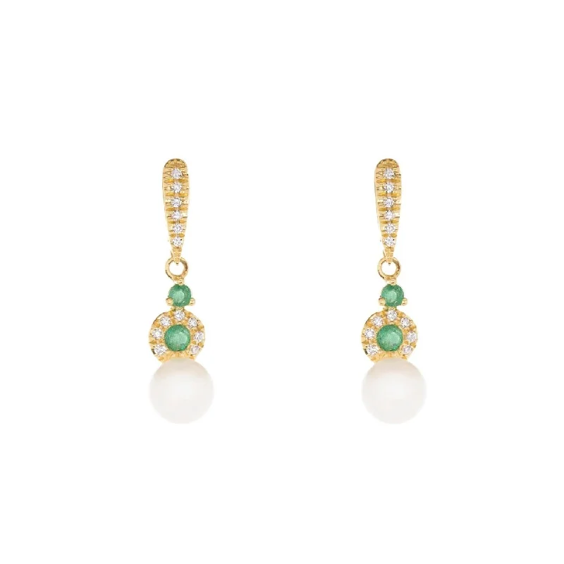 Pearl Love Emerald and Pearl Earrings