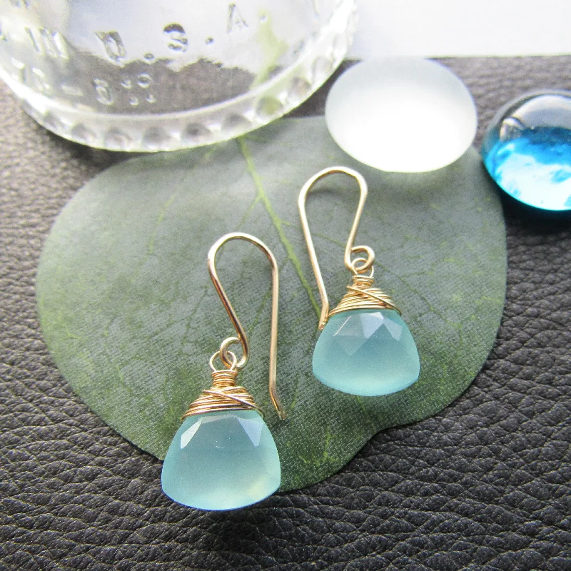 Aqua Chalcedony and 14K gold filled earrings