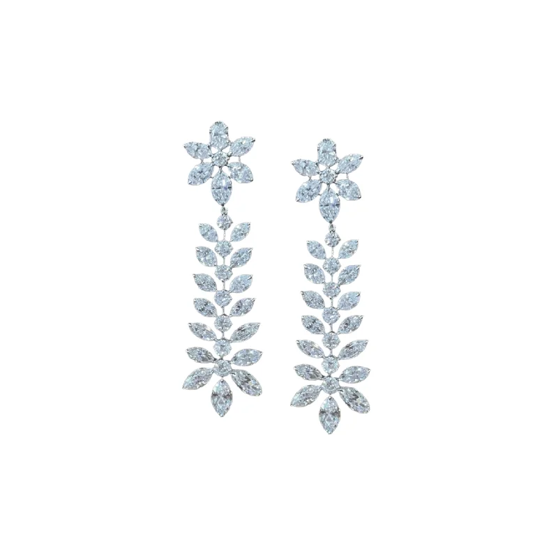 Sophia D. Post-1980s Platinum Diamond Chandelier Earrings