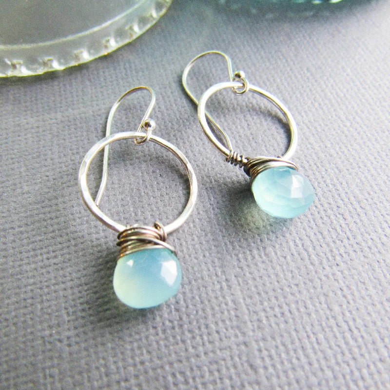 Sterling Silver & Aqua Chalcedony Earrings