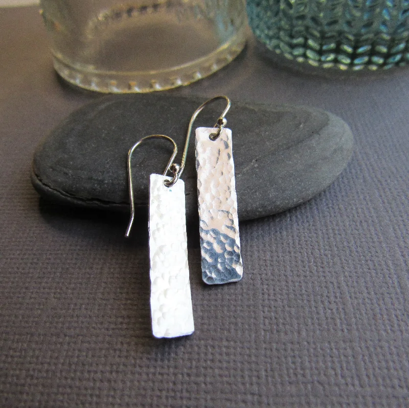 Sterling Silver Bar Earrings - 1" long