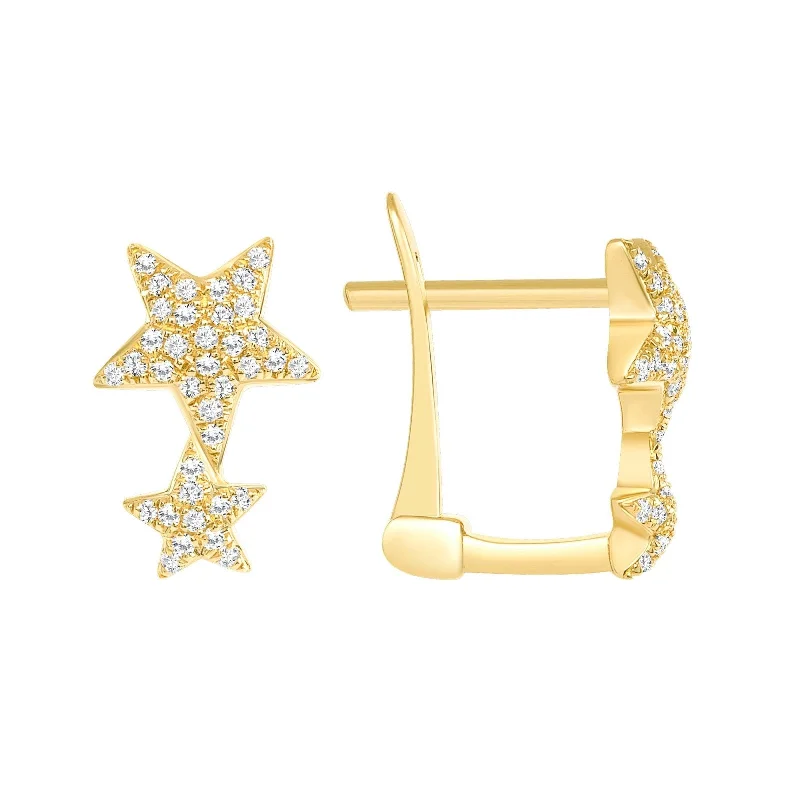 Twin Stars Gold and Diamond Earrings