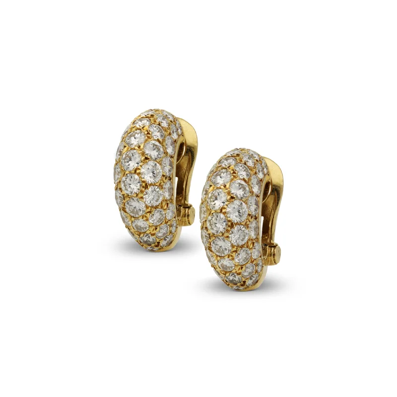 Van Cleef & Arpels French 1970s 18KT Yellow Gold Diamond Earrings