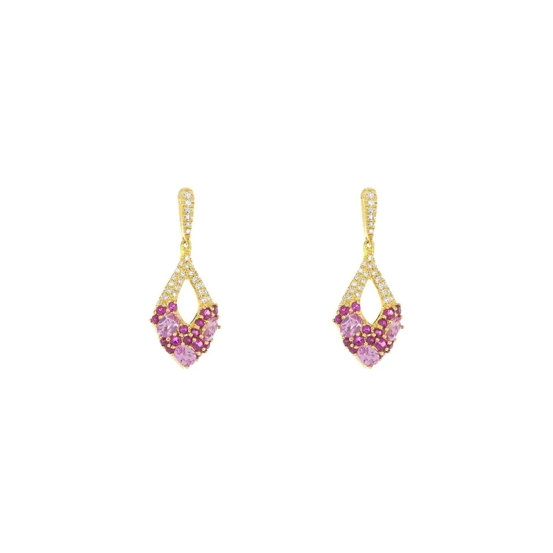 Verona Pink Sapphire and Ruby Earrings