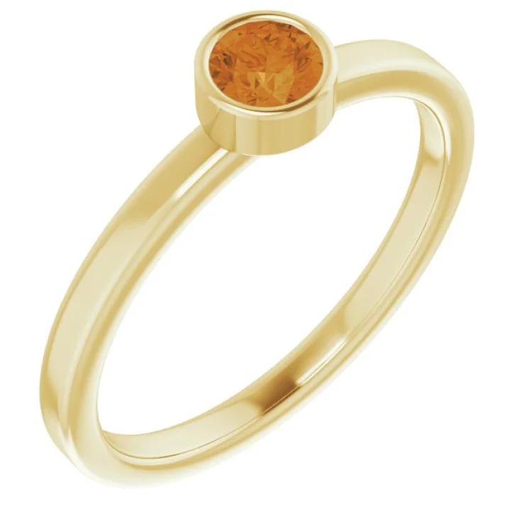 14K Yellow 4 mm Natural Citrine Ring