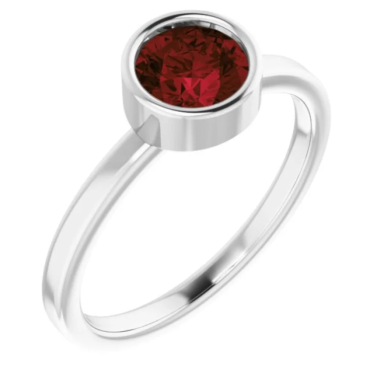 Platinum 6 mm Natural Mozambique Garnet Ring