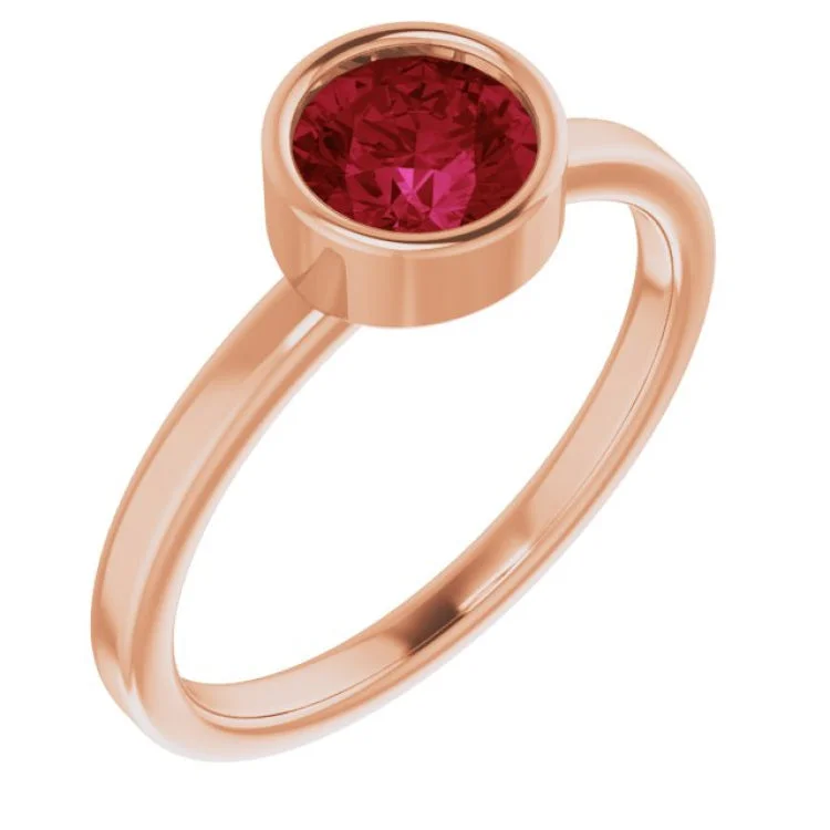 14K Rose 6 mm Lab-Grown Ruby Ring