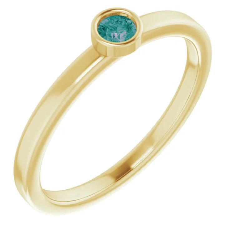 14K Yellow 3 mm Natural Alexandrite Ring