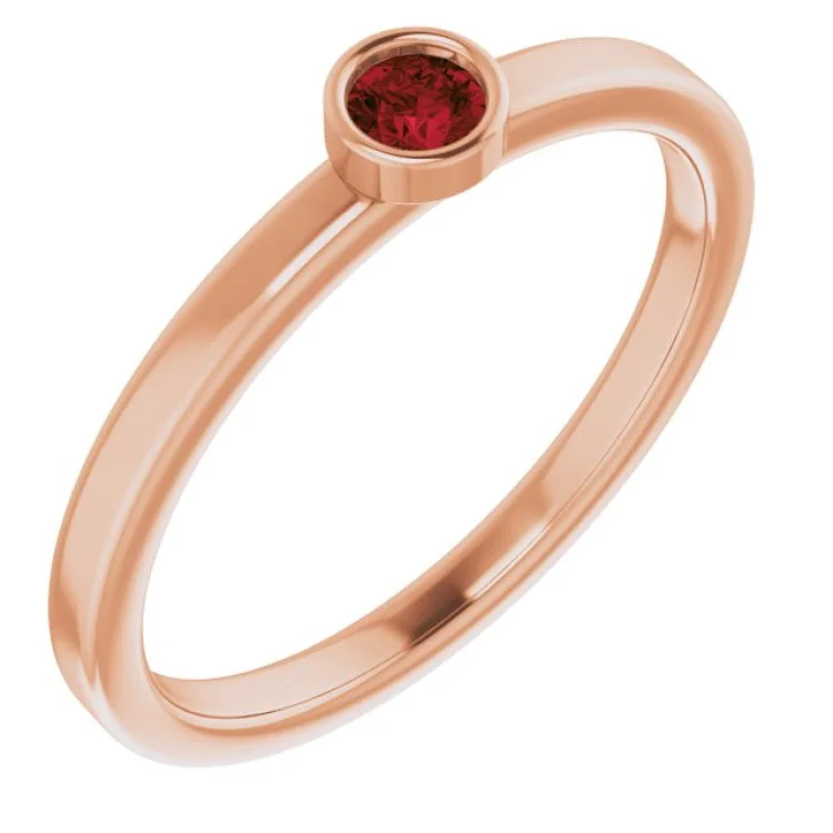 14K Rose 3 mm Natural Mozambique Garnet Ring