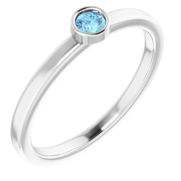 Platinum 3 mm Natural Aquamarine Ring