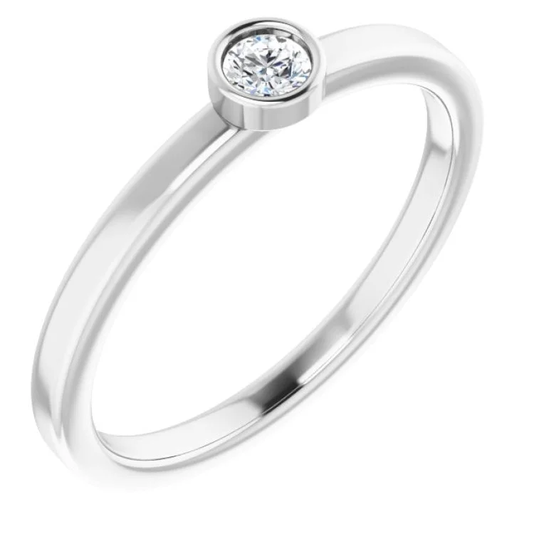 Rhodium-Plated Sterling Silver 3 mm 1/10 CT Natural Diamond Ring