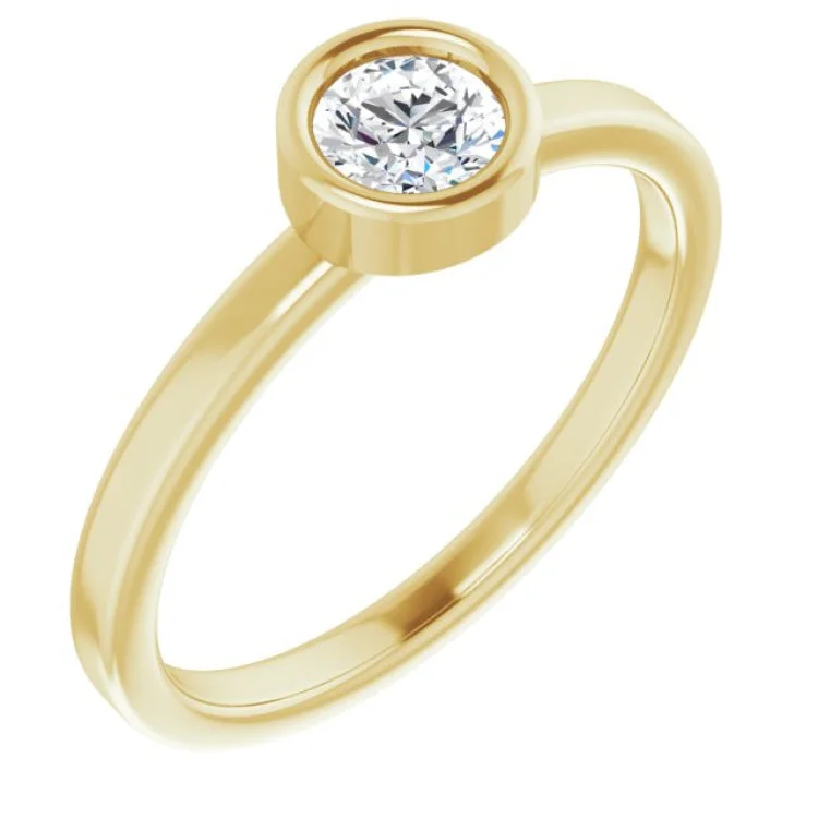 14K Yellow 4.5 mm Natural White Sapphire Ring