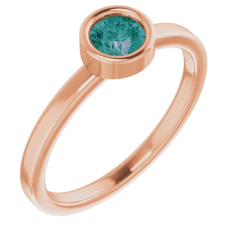 14K Rose 4.5 mm Lab-Grown Alexandrite Ring