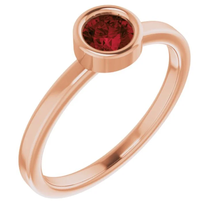 14K Rose 4.5 mm Natural Mozambique Garnet Ring