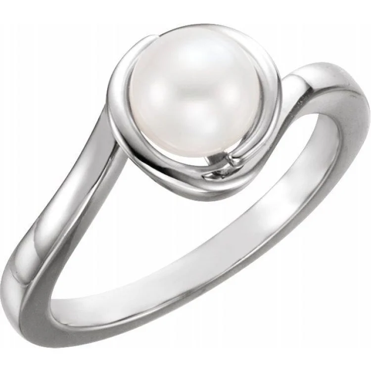 Sterling Silver Cultured White Freshwater Pearl Ring