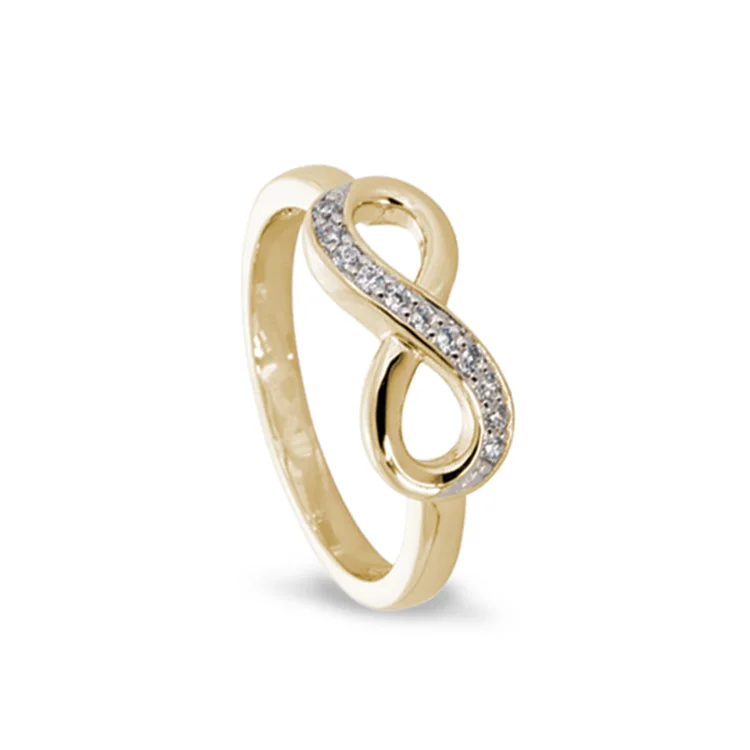 Gold Finish Sterling Silver Micropave Infinity Ring with Simulated Diamonds