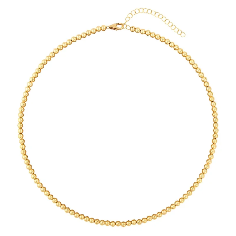 14K Yellow Gold Filled 3mm 14"+2" Beaded Necklace