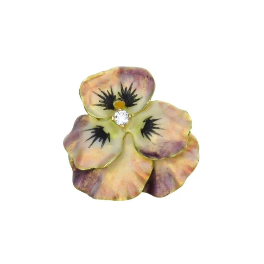 14k Yellow Gold Pansy Flower Pin