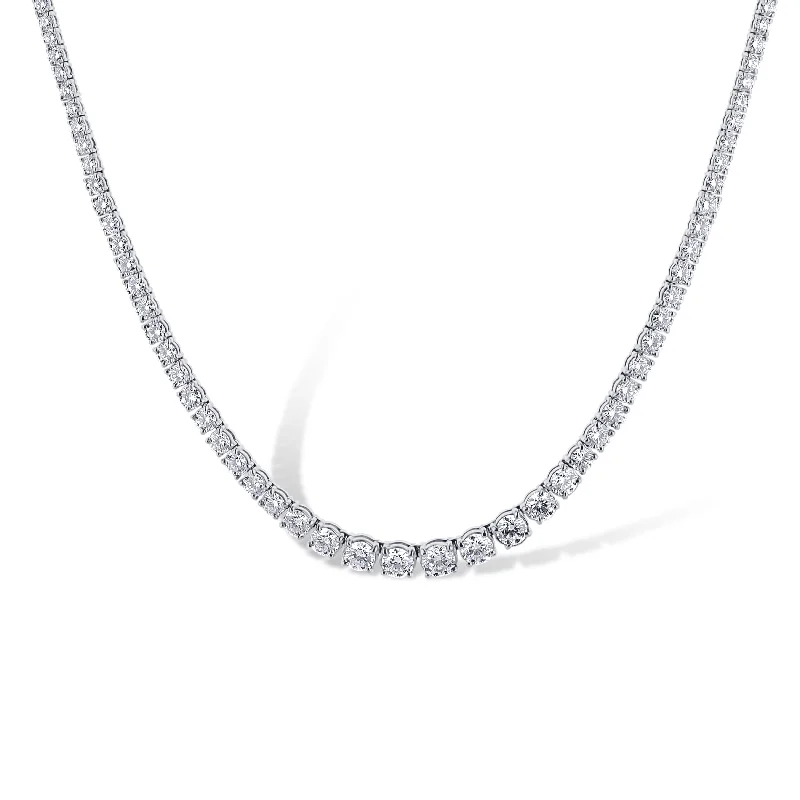 18K White Gold Riviera Diamond Necklace 33.5Cttw