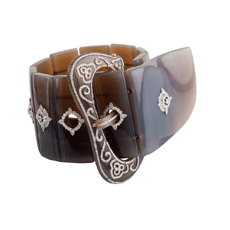 Agate and Diamond Buckle Cuff