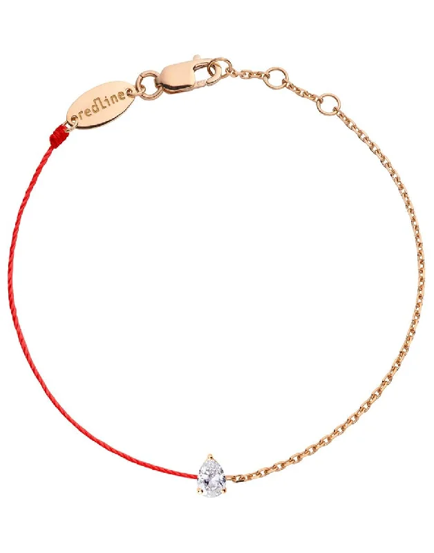 Altesse Pear Diamond Red Cord and Chain Bracelet