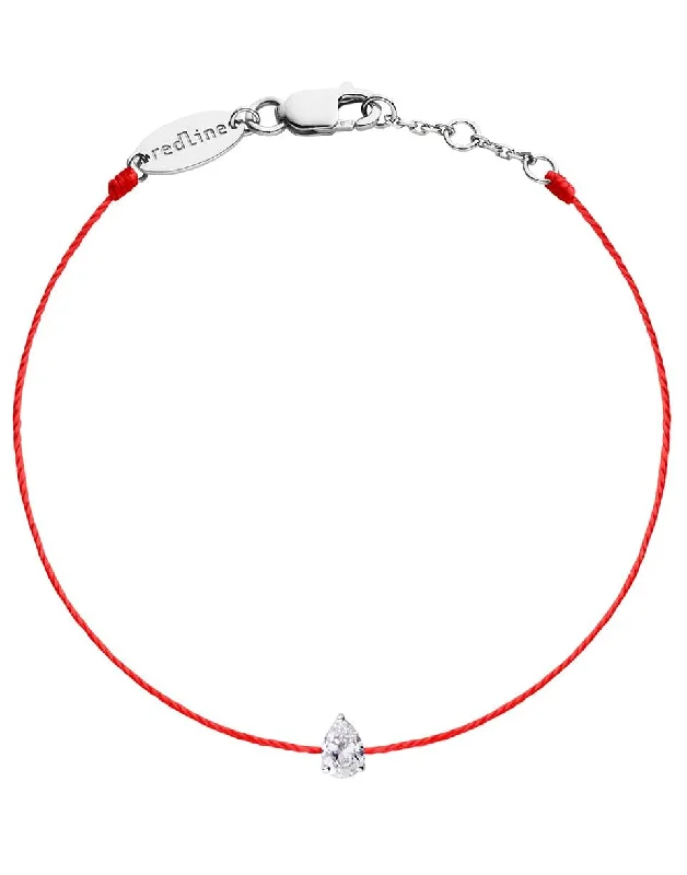 Altesse Pear Diamond Red Cord Bracelet