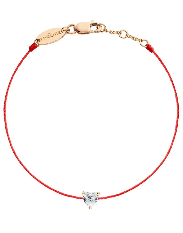 Bien Aime Heart Diamond Red Cord Bracelet