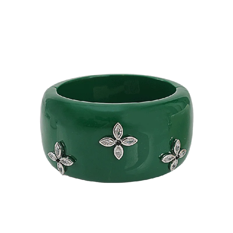 Cubic Zirconia Floral Resin Cuff