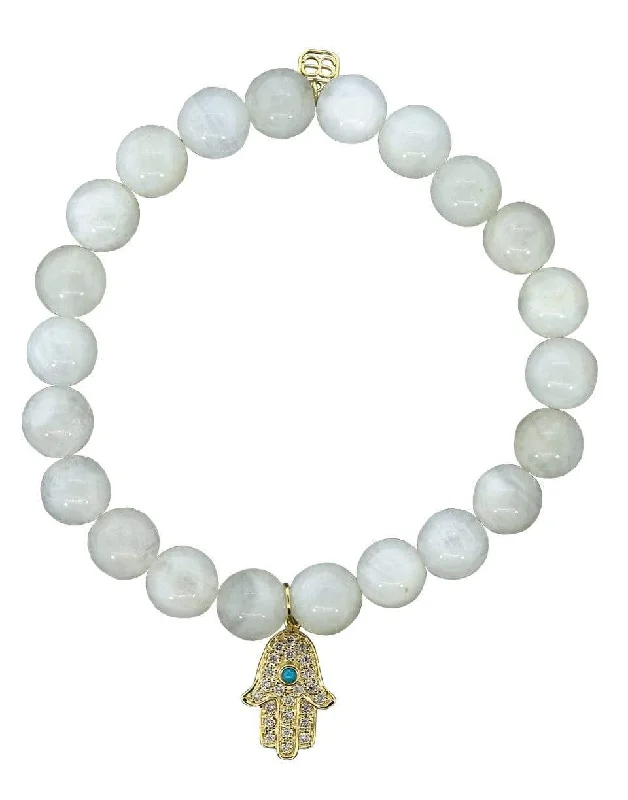 Hamsa Moonstone Charm Bracelet