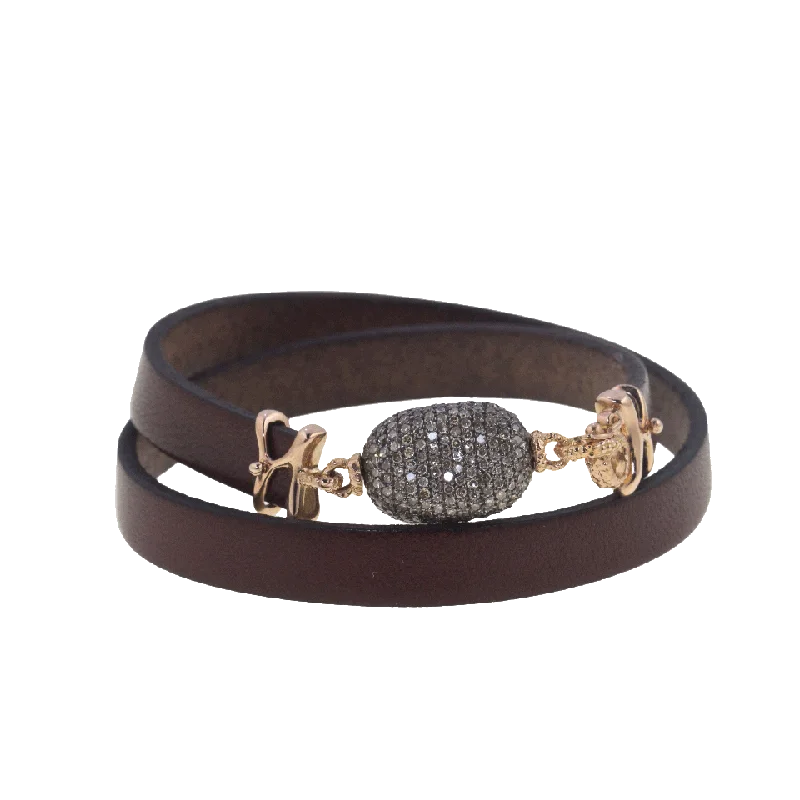 Pave Leather Wrap Bracelet