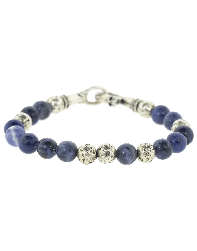 Silver Sodalite Bead Bracelet