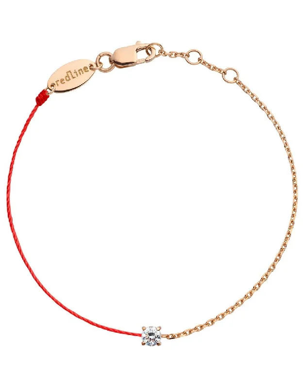 Solitaire Diamond Red Cord and Chain Bracelet