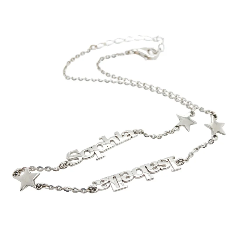 SS 18" Personalized Necklace With 2 Names and Star