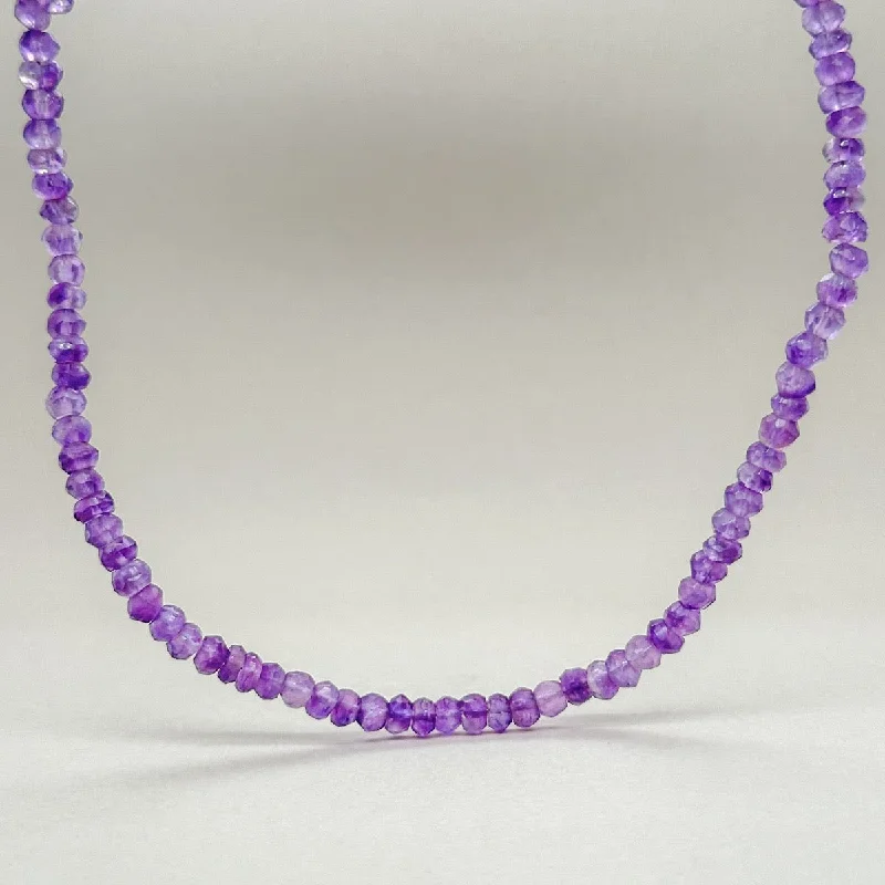 SS Amethyst Beaded 18” Necklace