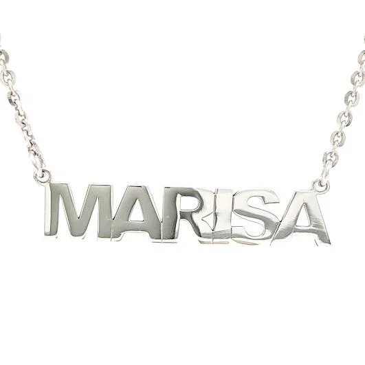 SS Block Font Name Necklace