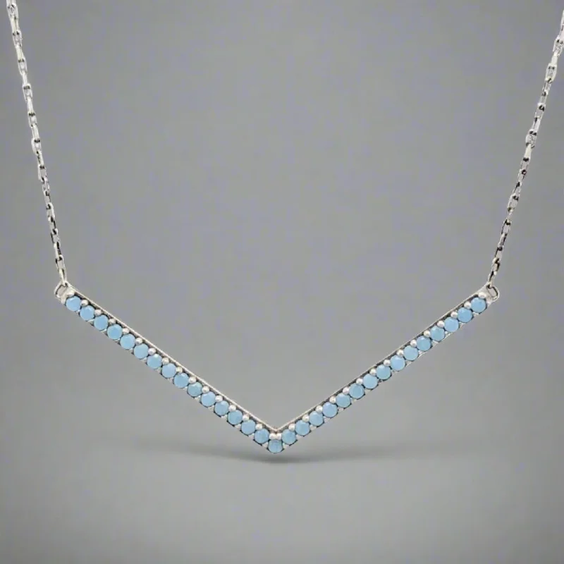 SS Blue CZ Arrow Necklace