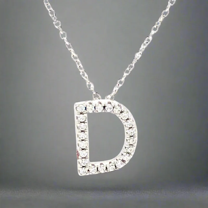 SS D Initial CZ Necklace