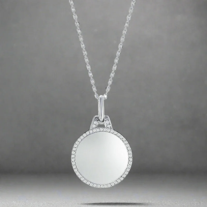 SS Polished Circle with CZ Border Pendant