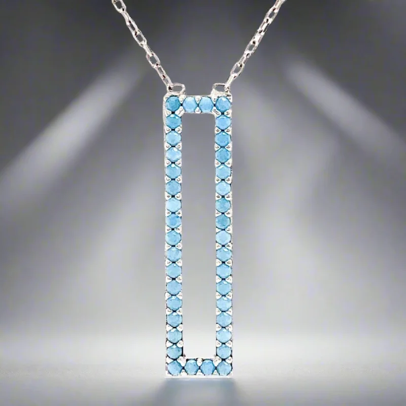 SS Turquoise CZ Rectangle Necklace