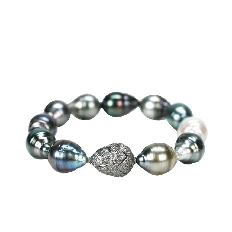 Tahitian Pearl And Pave Bracelet