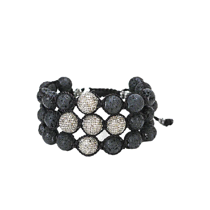 Three-Row Lava Bracelet with Pave