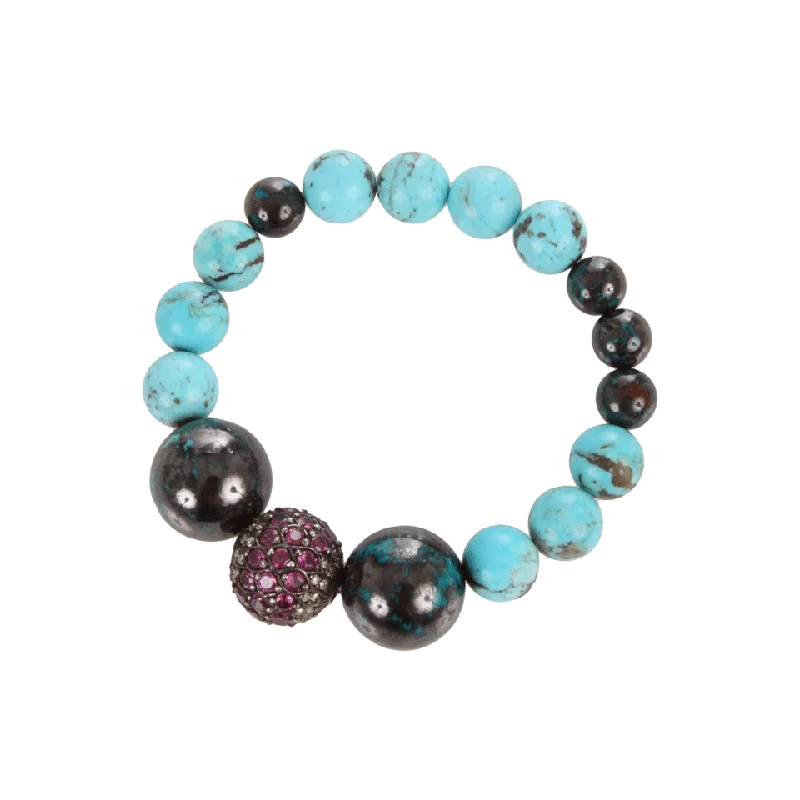 Turquoise, Chrysolite and Pave Bracelet