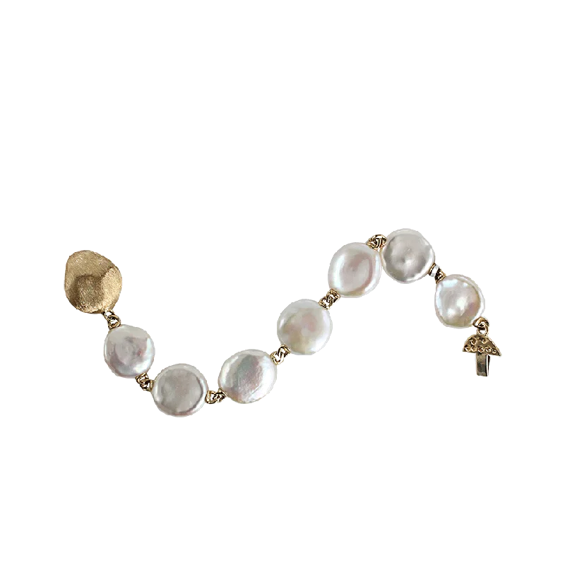 White Keshi Fresh Water Pearl Bracelet