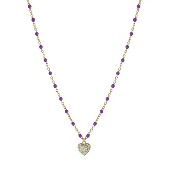 YGP Sterling Beaded Enamel CZ Heart Necklaces