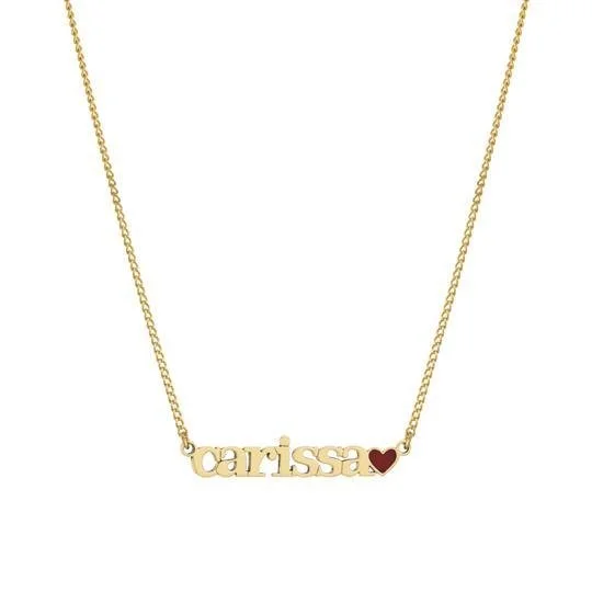 YGP Sterling Name Necklace with Enamel Heart