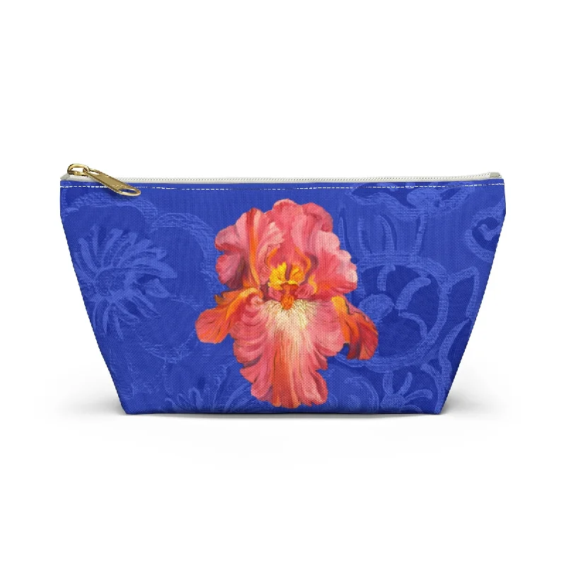 Perfect Pouch "Pink Iris on Blue"