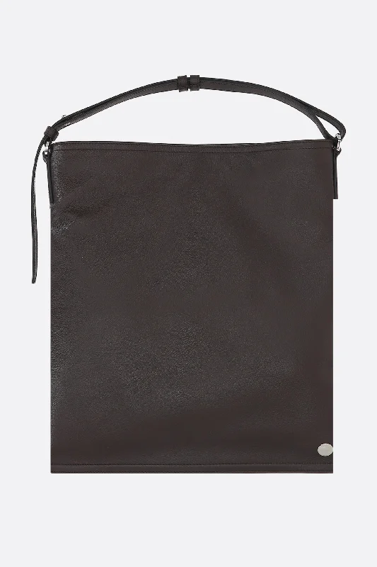 Sharp large hobo bag in grainy leather