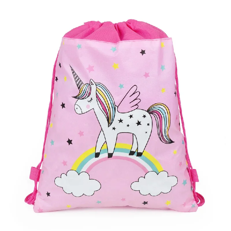 Drawstring Bag Double Rope Unicorn Cartoon Pattern Backpack