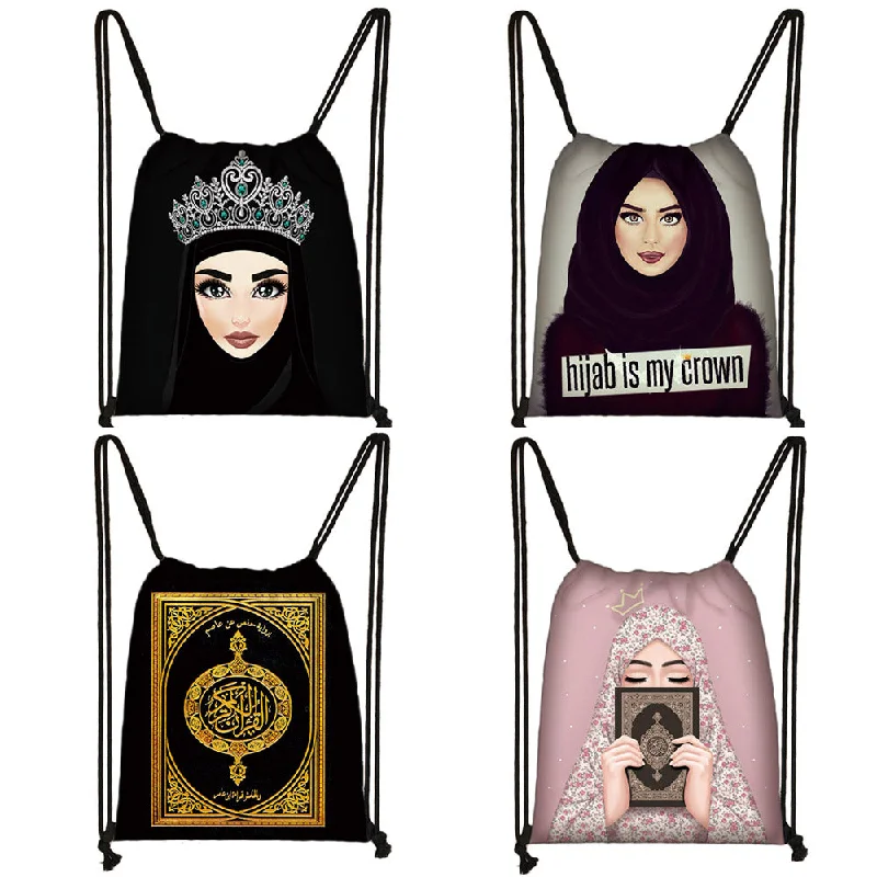 Hijab Face Muslim Islamic Gril Eyes drawstring bag women