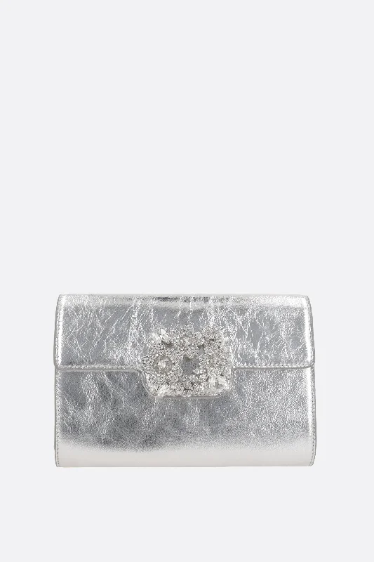 Efflorescence mini clutch in laminated nappa